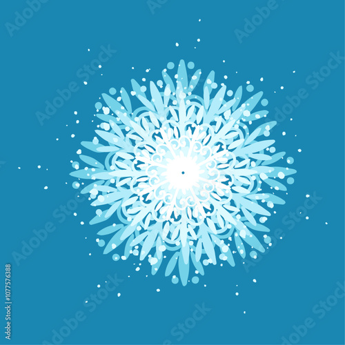 Decorative blue snowflake,festive elements for christmas,new year.Vector graphics.