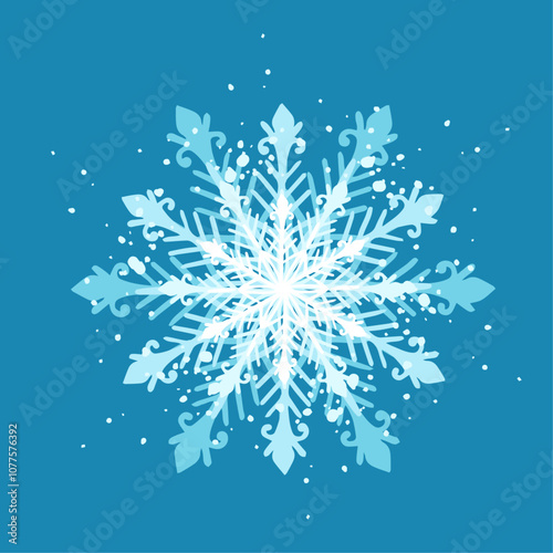 Decorative blue snowflake,festive elements for christmas,new year.Vector graphics.