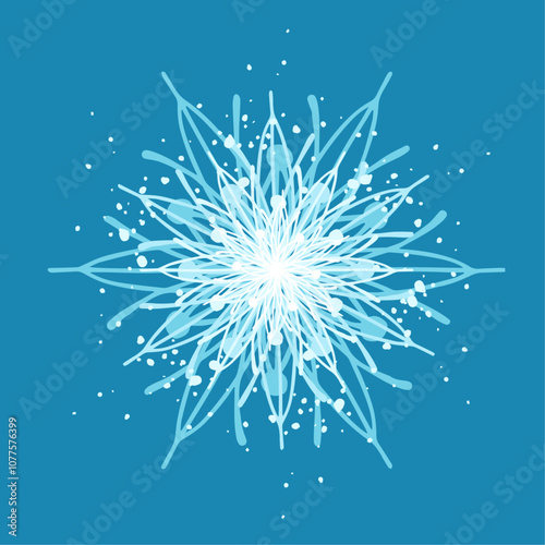 Decorative blue snowflake,festive elements for christmas,new year.Vector graphics.