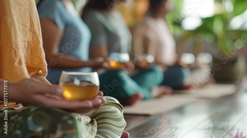 A peaceful yoga class is followed by a guided tea meditation allowing participants to fully immerse themselves in the moment and find inner peace.