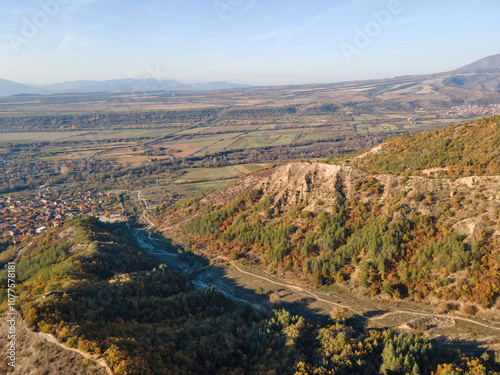 Obraz na płótnie Autumn Sunset view of rock formation Stob pyramids, Bulgaria w salonie
