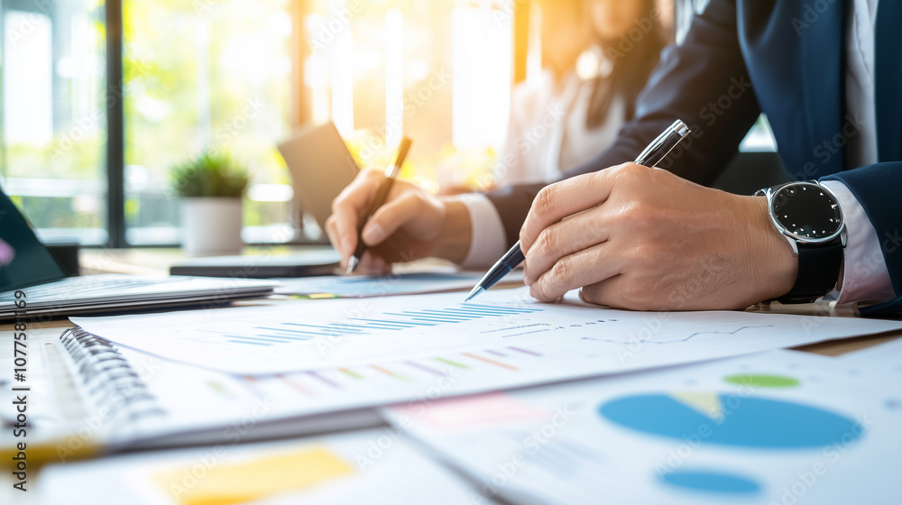 Collaborative Business Professionals Analyzing Data in Office Setting Collaborative Business Professionals Analyzing Data in Office Setting