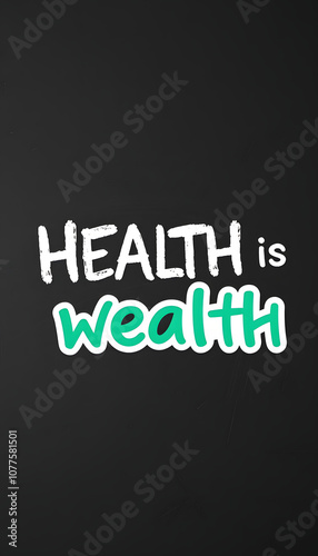 health is wealth text on blackboard isolated with white highlights, png