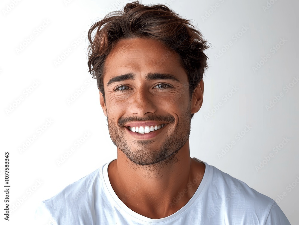 Portrait of a smiling man with clean teeth, fresh stylish hair and beard, isolated on white background Portrait of a smiling man with clean teeth, fresh stylish hair and beard, isolated on white background