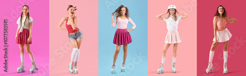 Set of stylish women with r...