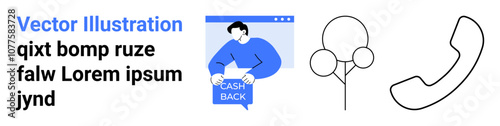 Wallpaper Mural Cashback alert, earbuds, and phone design with placeholder text Ideal for e-commerce, tech, communication, advertising, digital marketing, mobile apps, and customer service. Perfect for websites Torontodigital.ca