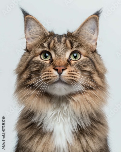 Majestic Maine Coon Cat Portrait with Fluffy Mane and Intense Gaze for Pet Lovers