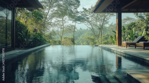 Tranquil Infinity Pool with Lush Greenery