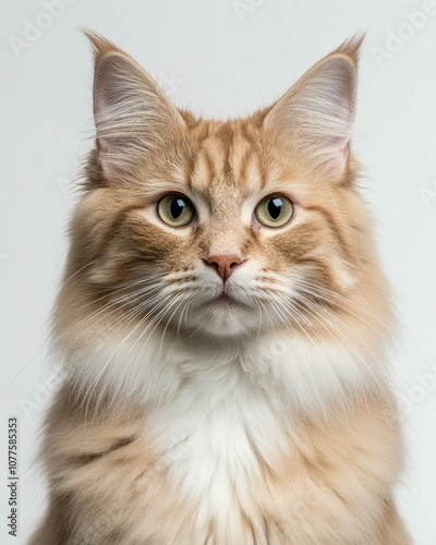 Majestic Maine Coon Cat Portrait with Fluffy Mane and Intense Gaze for Pet Lovers