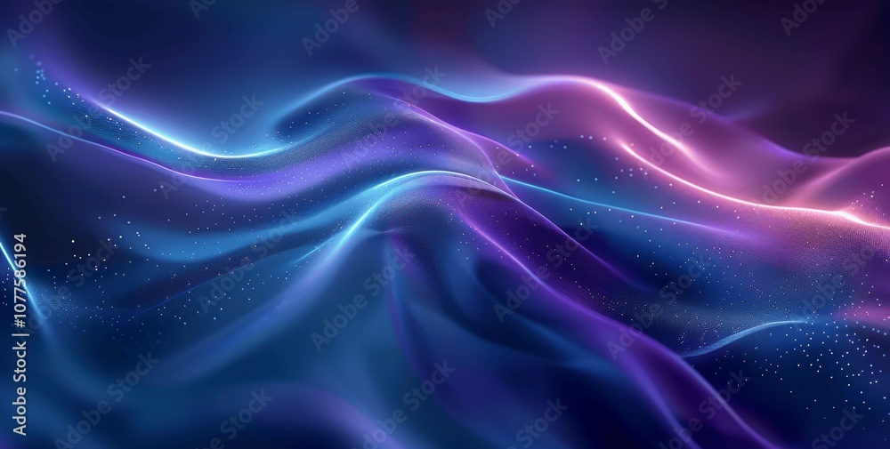 Obraz premium Dynamic Flowing Abstract Blue Purple Wavy Background with Glowing Light Effects
