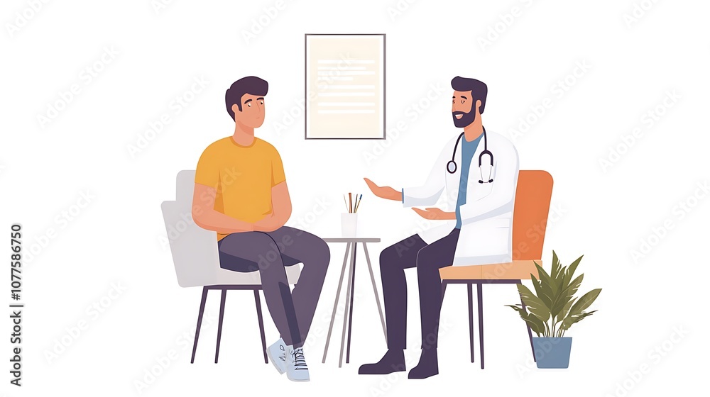 Italian oncologist consulting a patient discussing cancer treatment options white background empathetic atmosphere Italian oncologist consulting a patient discussing cancer treatment options white background empathetic atmosphere