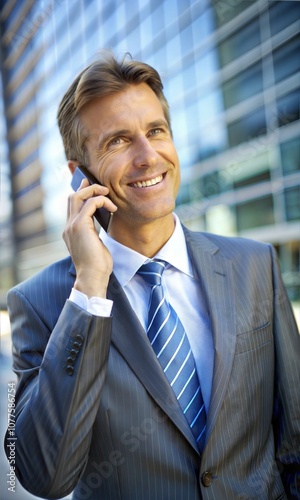 Business Man Talking On Phone Or Telephone