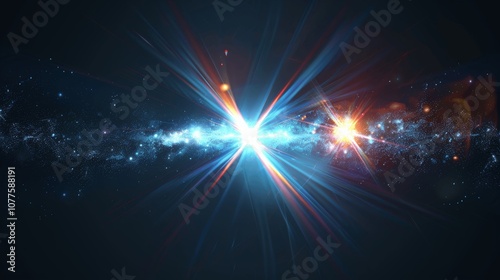 Bright X Lens Flare on Black Background High-Quality Stock Image of Sun Rays Light Effects Overlays Golden Flare for Design
