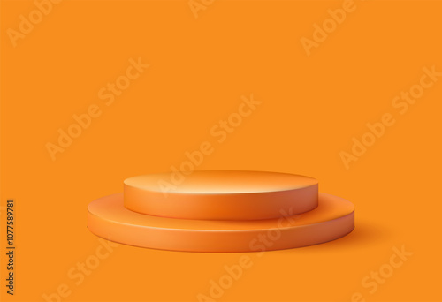 Yellow podium for product display 3d vector