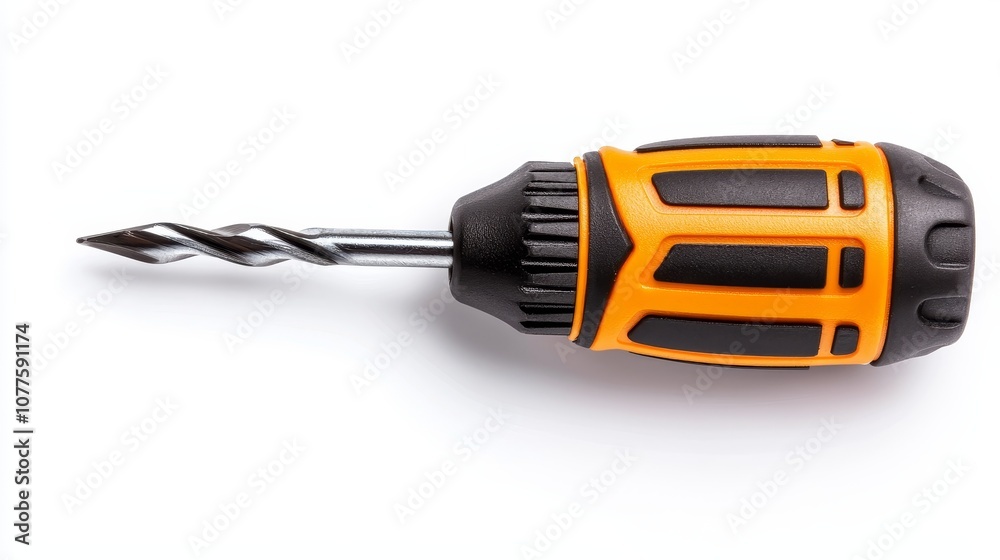 Sleek orange-black screwdriver with a soft-touch ergonomic handle, isolated against a white backdrop, ideal for precision work Sleek orange-black screwdriver with a soft-touch ergonomic handle, isolated against a white backdrop, ideal for precision work