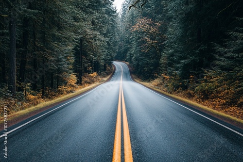 Winding Road Through Forest Empty Road Asphalts Drive Scenic Nature Landscape