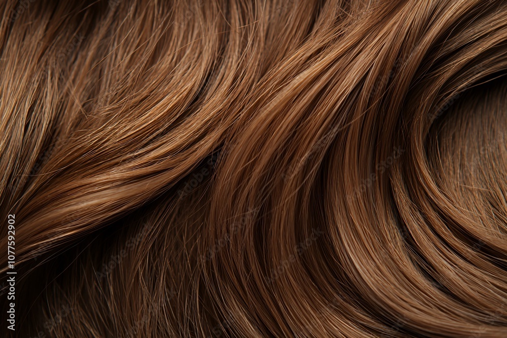 Naklejka premium Smooth Shiny Brown Hair Texture Background Closeup