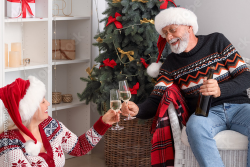 Mature couple drinking cham...