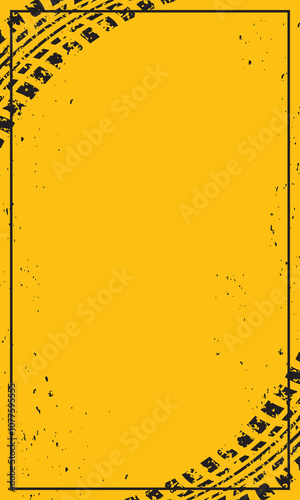 Yellow wallpaper blank black tire track border grunge abstract