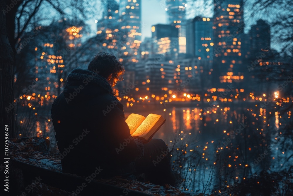 A Solitary Figure Reading by the River A Solitary Figure Reading by the River