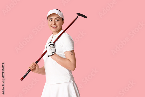 Beautiful female golfer on ...