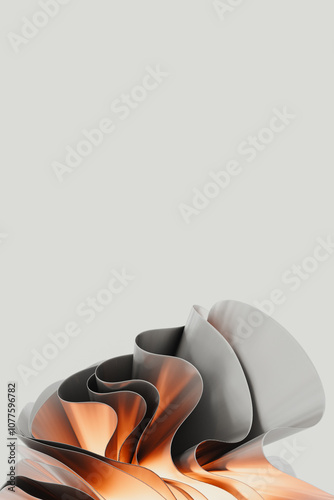 Wallpaper Mural Abstract Metallic Art With Flowing Copper and Steel Forms Torontodigital.ca