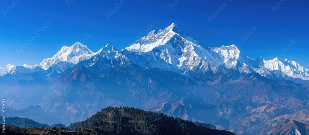 Himalayan Mountain Range Under a Clear Blue Sky Himalayan Mountain Range Under a Clear Blue Sky