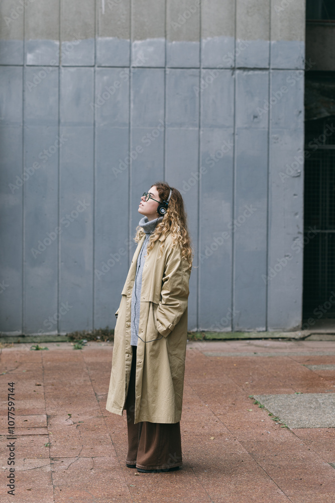 Portrait of a young woman with headphones Portrait of a young woman with headphones