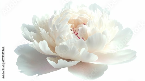 A Single White Peony Blossom with Delicate Petals