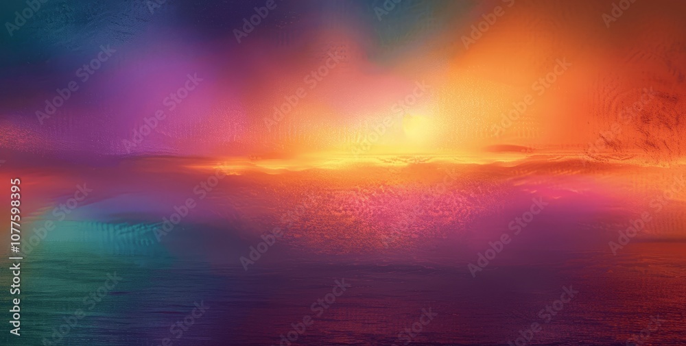 Abstract Gradient Sunset Sky with Grainy Texture and Blurred Edges in Impressionist Style
