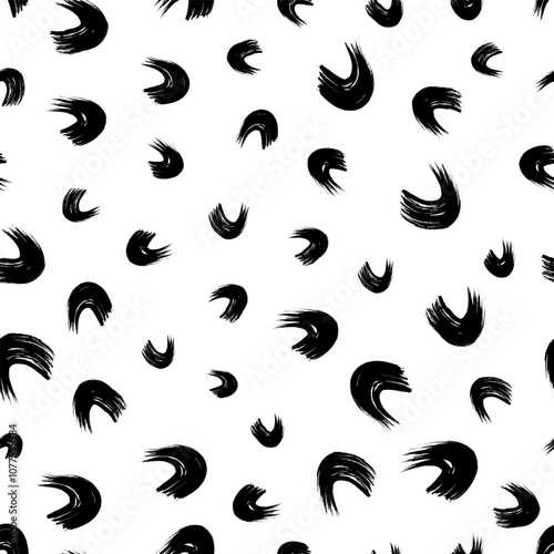 Seamless pattern with black wavy grunge brush strokes photo