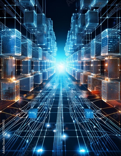 Blockchain network – A visual representation of interconnected blocks that store data in the form of encrypted transaction
