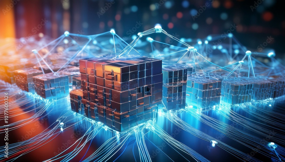 Blockchain network – A visual representation of interconnected blocks that store data in the form of encrypted transaction Blockchain network – A visual representation of interconnected blocks that store data in the form of encrypted transaction