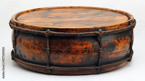 a wooden drum with a white background photo