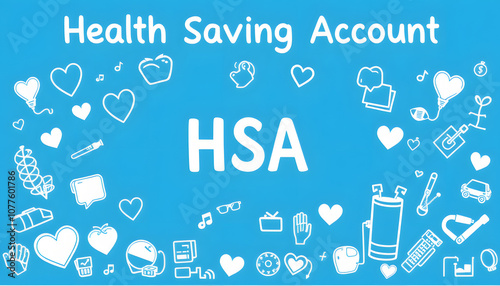 Health saving account, hsa concept on blue background isolated with white highlights, png photo