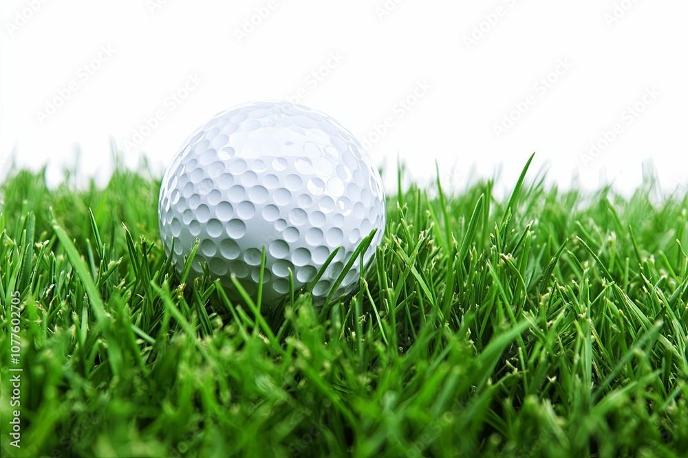 Golf Ball Resting on a Green Grassy Surface Golf Ball Resting on a Green Grassy Surface