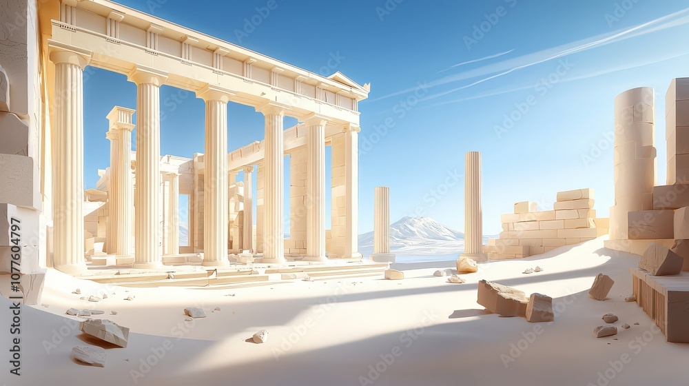 Fototapeta premium The Parthenon in Athens, highlighting its impressive columns and historical grandeur.