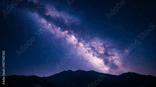 Milky Way Galaxy Over Mountain Range at Night, night sky, stars, starry night, universe, cosmos