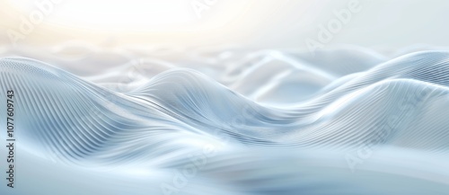 Abstract White Technology Background with Wavy Lines and Gradient