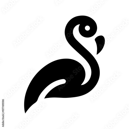 Black standing flamingo animal wildlife bird vector icon design