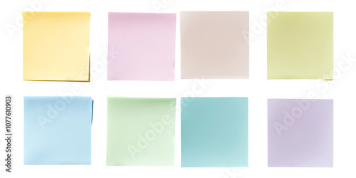 Colorful Sticky Notes on Transparent Background