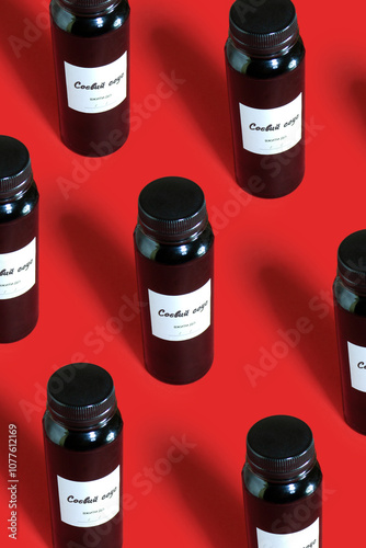 Sushi Japanese food soya souse on red background