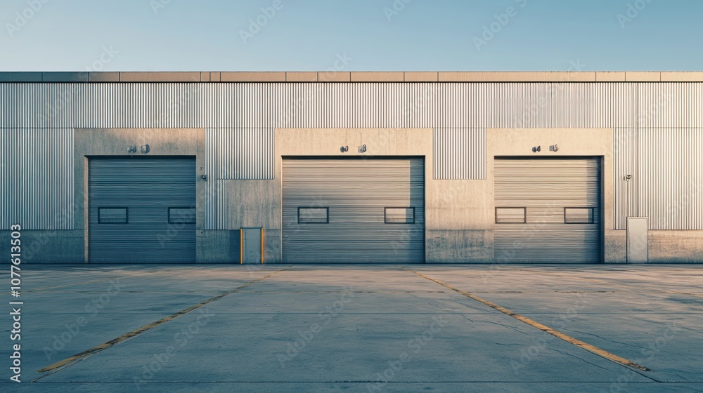 Fototapeta premium Industrial Building with Roll-Up Doors