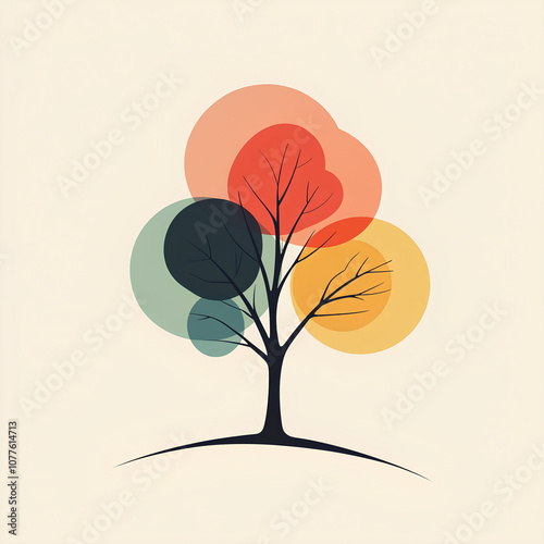 Abstract Colorful Tree Illustration