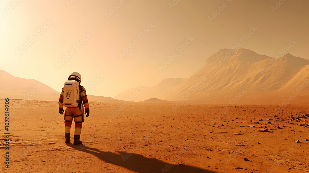 Astronaut on Mars, space exploration, red planet, space suit, mountains, desert Astronaut on Mars, space exploration, red planet, space suit, mountains, desert