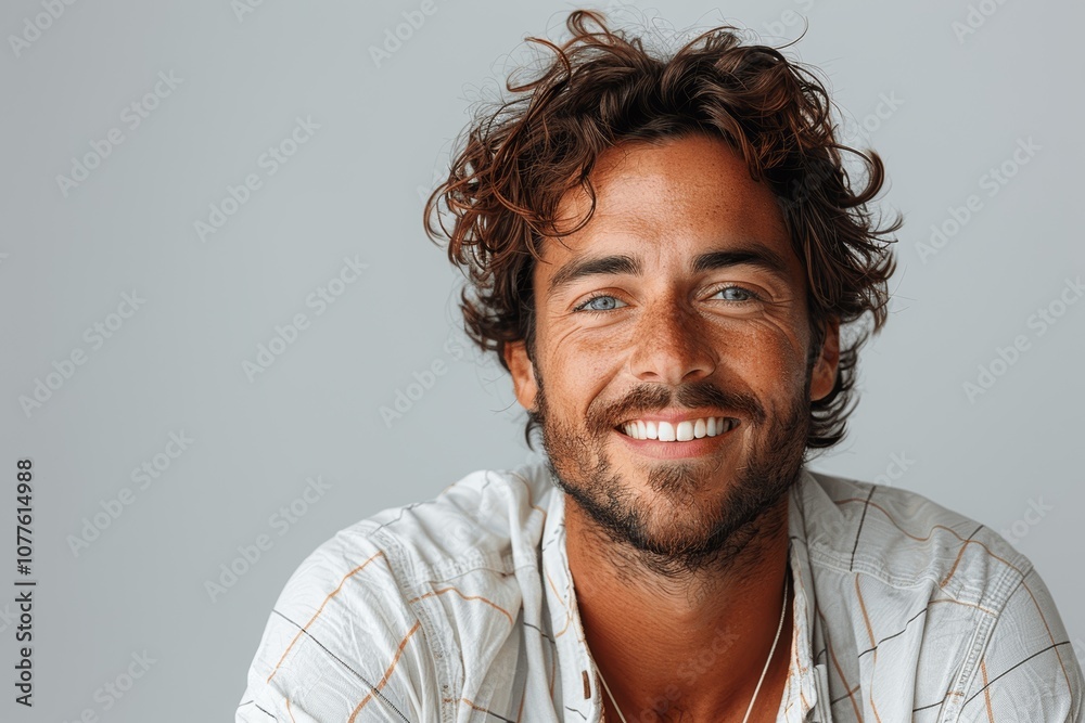 handsome young man laughing in white shirt professional studio portrait for web ads handsome young man laughing in white shirt professional studio portrait for web ads