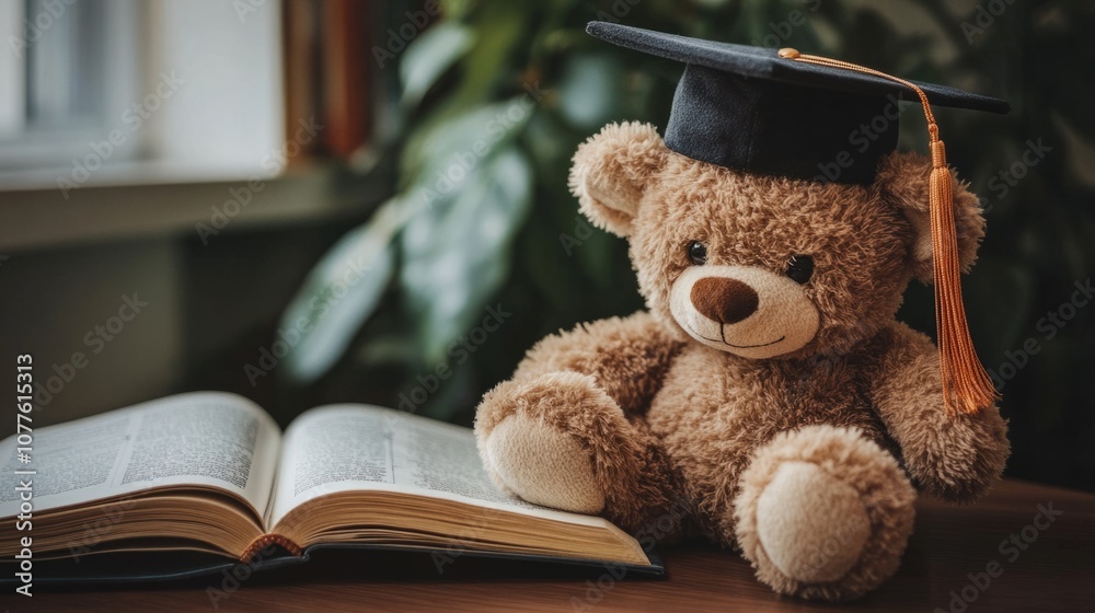 Little teddy bear wearing a tiny graduation cap generative ai Little teddy bear wearing a tiny graduation cap generative ai