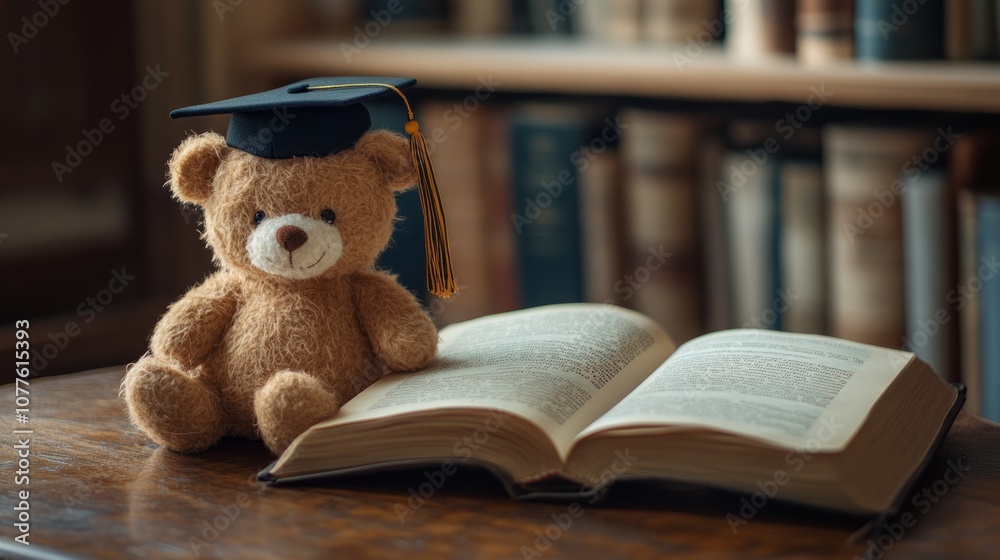 Little teddy bear wearing a tiny graduation cap generative ai Little teddy bear wearing a tiny graduation cap generative ai