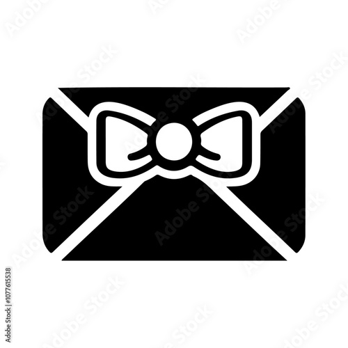 Black silhouette email with bow tie vector icon design