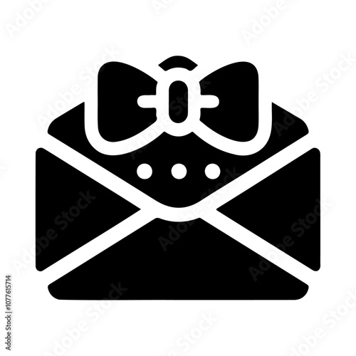 Black silhouette email with bow tie vector icon design